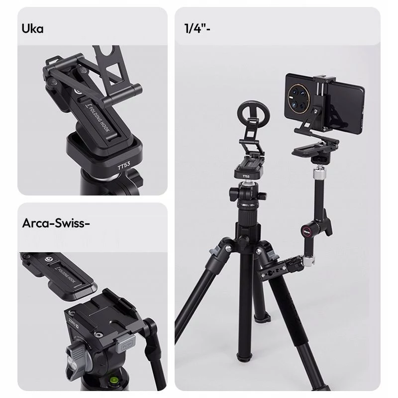 ULANZI SK29 Magic Arm Telefono Trikojo Laikiklis su Arca-Swiss Greito Atleidimo Plokšte, 1/4 Colio Sriegiu, Cold Shoe, Juodas