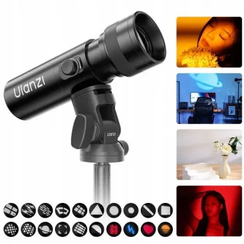 ULANZI LM01 10W LED prožektorius su gobo ir spalvų filtrais, priartinimu ir efektais