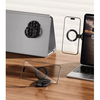 Ulanzi MA39 Magnetinis Telefono Laikiklis su Siurbtuku Automobiliui, Ant Stalo – Suderinamas su MagSafe, 360° Sukimasis, Juodas