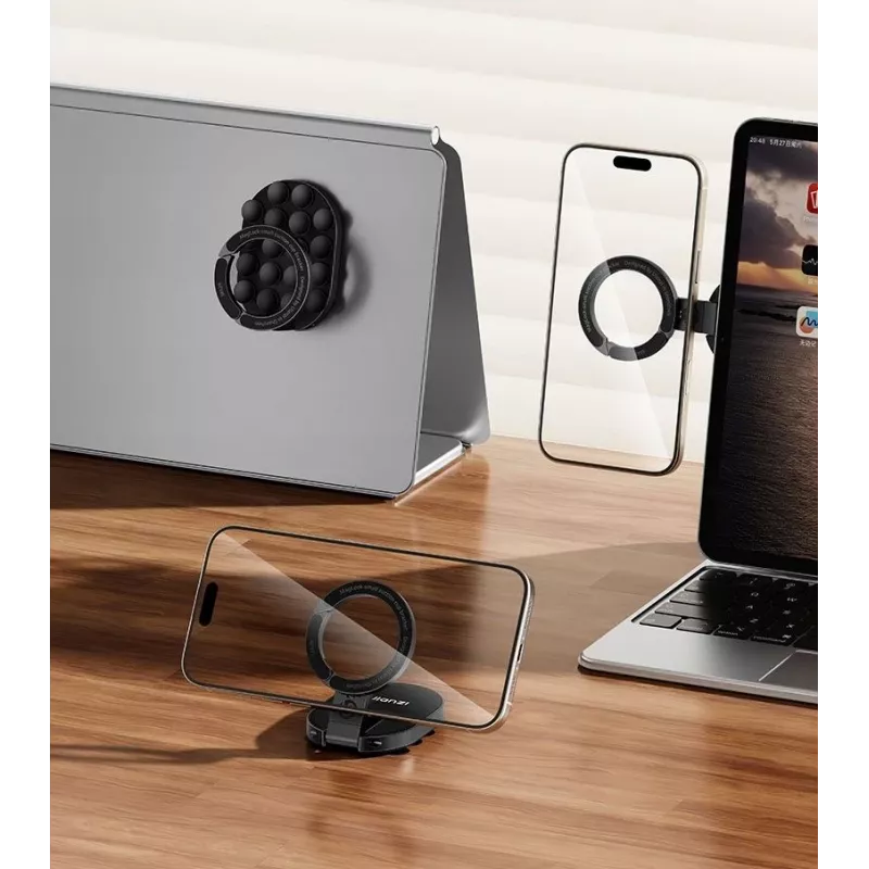 Ulanzi MA39 Magnetinis Telefono Laikiklis su Siurbtuku Automobiliui, Ant Stalo – Suderinamas su MagSafe, 360° Sukimasis, Juodas