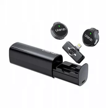 ULANZI A21 Dual Wireless Lavalier Microphone for iPhone Lightning, 100m Range, Charging Case