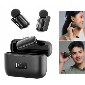 ULANZI A200 Mini Mic belaidis lavalier mikrofonų rinkinys – 2 siųstuvai, USB-C, 100 m atstumas, juodos spalvos