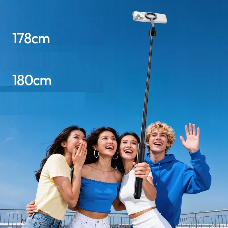 ULANZI SK-21 Auto-Open 2-in-1 Tripod & Selfie Stick 180cm su MagSafe magnetiniu telefono laikikliu ir Bluetooth nuotolinio valdymo pulteliu