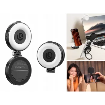 ULANZI LM23 LED Video Light su veidrodžiu ir MagSafe laikikliu, 6W, dviejų spalvų temperatūra 2500K-9000K, 2000mAh baterija, USB-C, juoda
