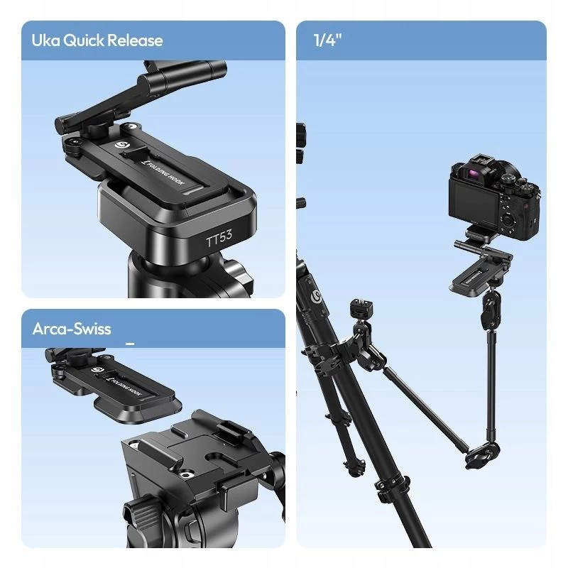 ULANZI CO81 Mantis Tripod with Arca-Swiss QR Plate, 1/4 inch Screw, for Camera/Phone/Vlog