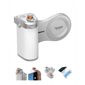 TELESIN MagSafe Pilot Bluetooth Grip su 3200 mAh baterija, skirtas iPhone – balta spalva