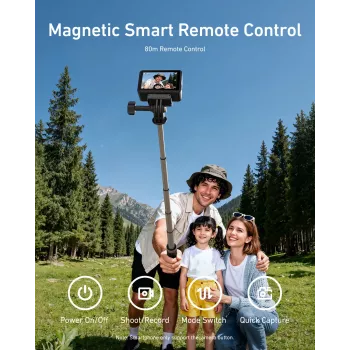 TELESIN Selfie Stick Tripod su Bluetooth nuotolinio valdymo pulteliu 80m, skirtas GoPro Hero 13 12 11 10 9 Max Max2