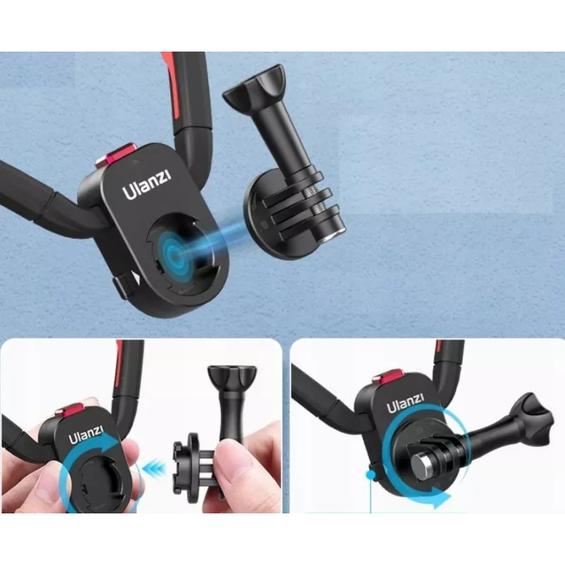Ulanzi T011GBB1 Lankstus kaklo laikiklis, skirtas GoPro / SJCAM / Xiaomi / DJI / Insta360