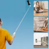 Ulanzi TT88 Selfie Stick Tripod su Bluetooth nuotolinio valdymo pulteliu ir papildomu apšvietimu, baltas