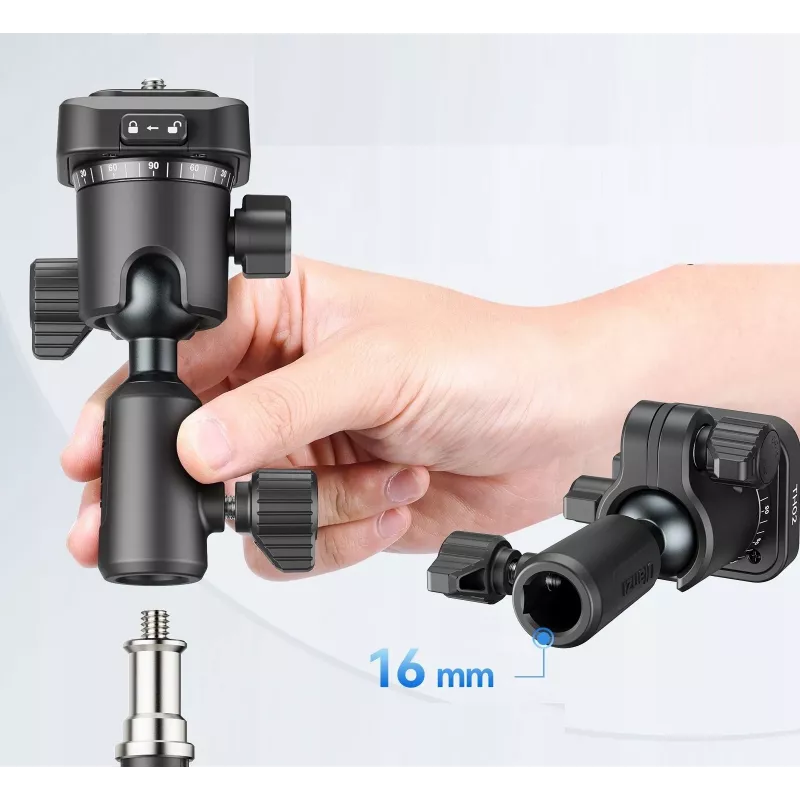 ULANZI F38 Quick Release Mount Adapter su 16mm kaiščiu ir 12mm kaiščio imtuvu, 1/4 inch-20 sraigtas, juodas