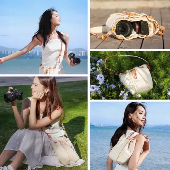 ULANZI DS01 Crossbody Sling Bag, smėlio spalvos, skirta veidrodiniams fotoaparatams, telefonui