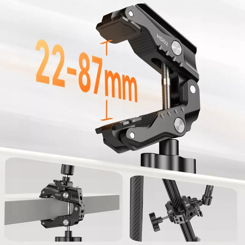 Ulanzi HD02 Super Clamp Crab Clamp su 1/4 colio ir 3/8 colio sriegiais, skirtas Magic Arm