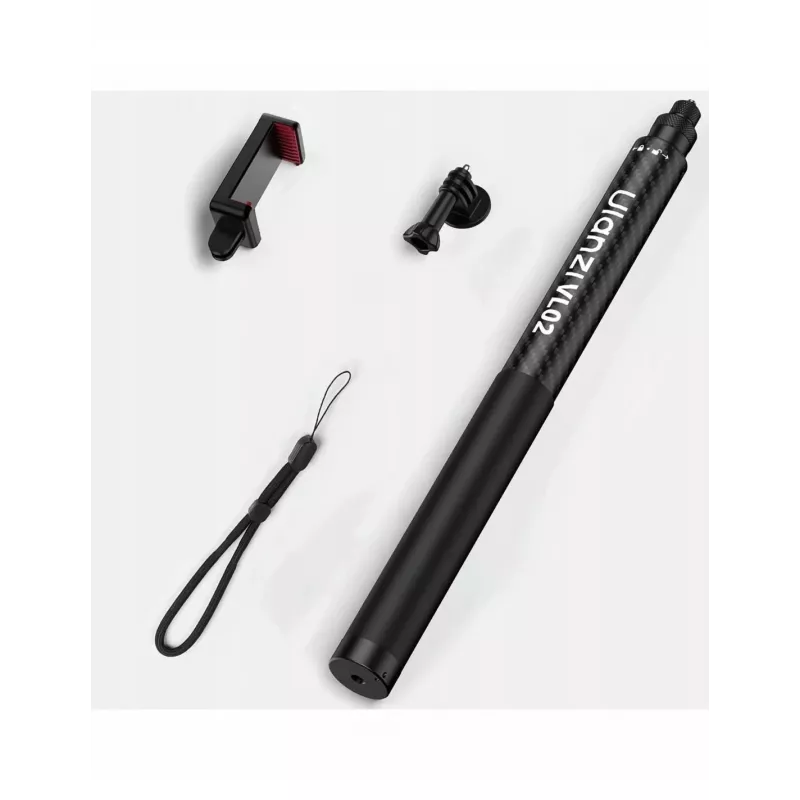 Ulanzi VL02 anglies pluošto selfie lazda / monopodo stovas 2,7 m su telefono laikikliu ir GoPro adapteriu