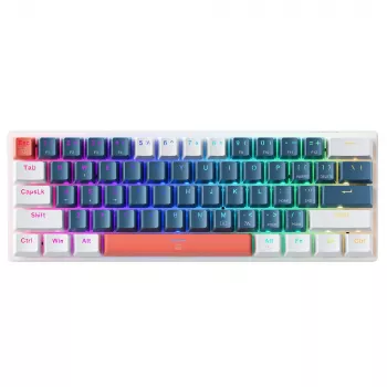 Machenike K500-B61 Wired Mechanical Gaming Keyboard, 61-Key Compact, Brown Switches, RGB Backlight, Blue-White