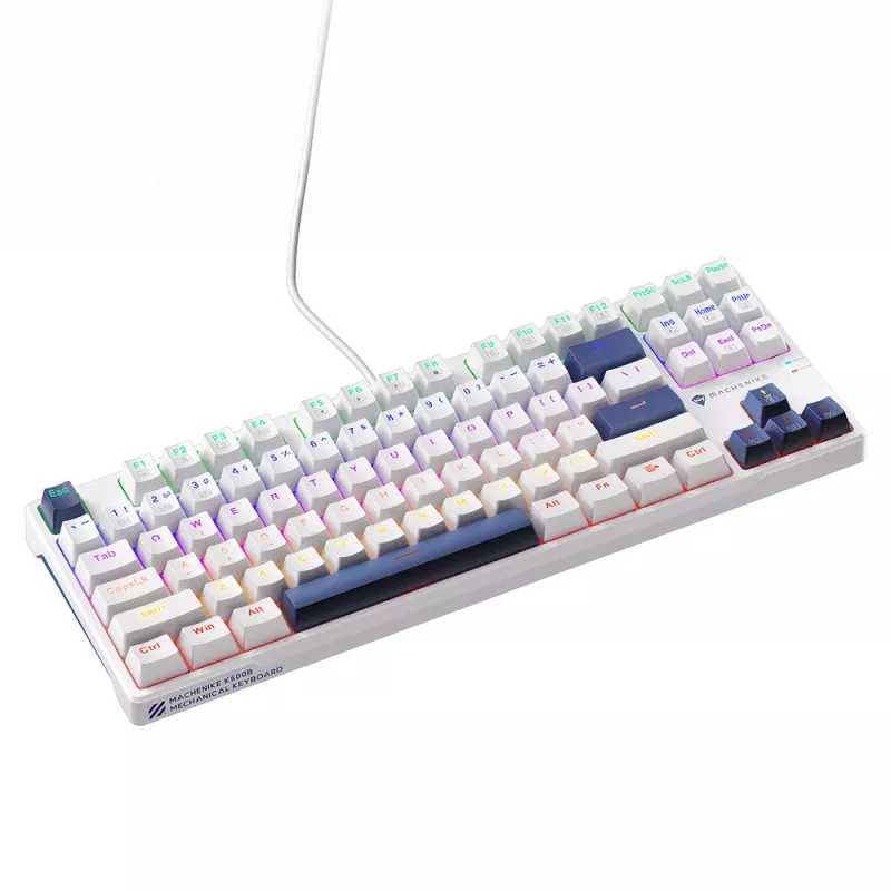 Machenike K500B-B87 Wired Mechanical Gaming Keyboard, 87-Key TKL, Red Switch, RGB Backlight, White