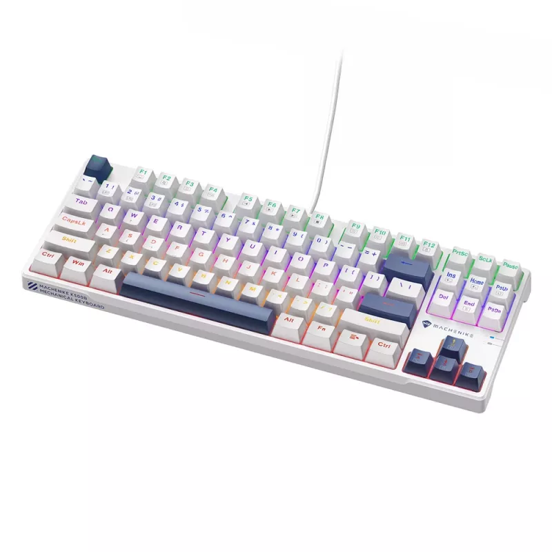 Machenike K500B-B87 Wired Mechanical Gaming Keyboard, 87-Key TKL, Red Switch, RGB Backlight, White