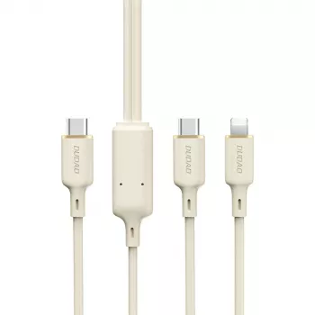 Dudao L7SF 2-in-1 USB-C / Lightning kabelis 100W 1,2 m smėlio spalvos