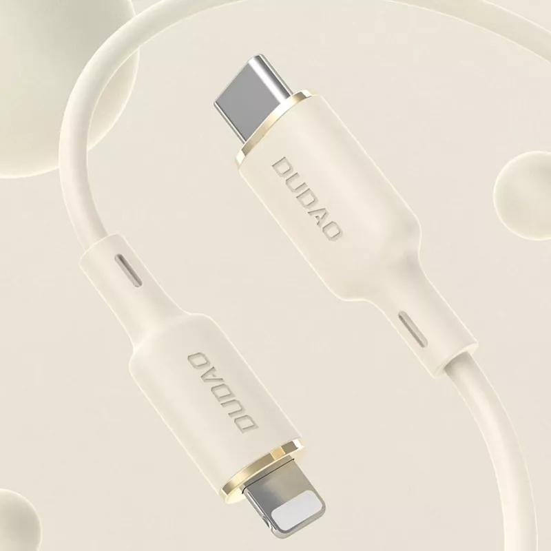 Dudao L7SF 2-in-1 USB-C / Lightning kabelis 100W 1,2 m smėlio spalvos