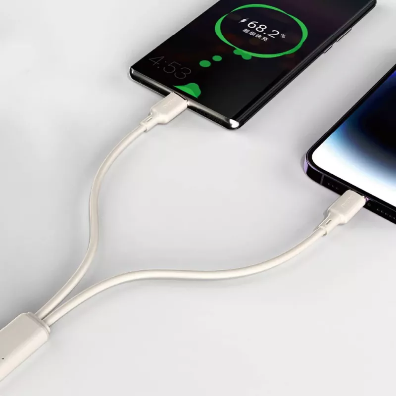 Dudao L7SF 2-in-1 USB-C / Lightning kabelis 100W 1,2 m smėlio spalvos