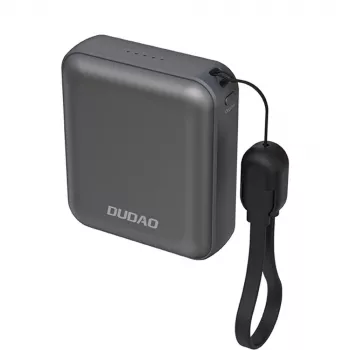 Dudao K22+ Ultra-Compact Power Bank 10000mAh 22.5W USB-C su dirželiu / laidu - Pilka