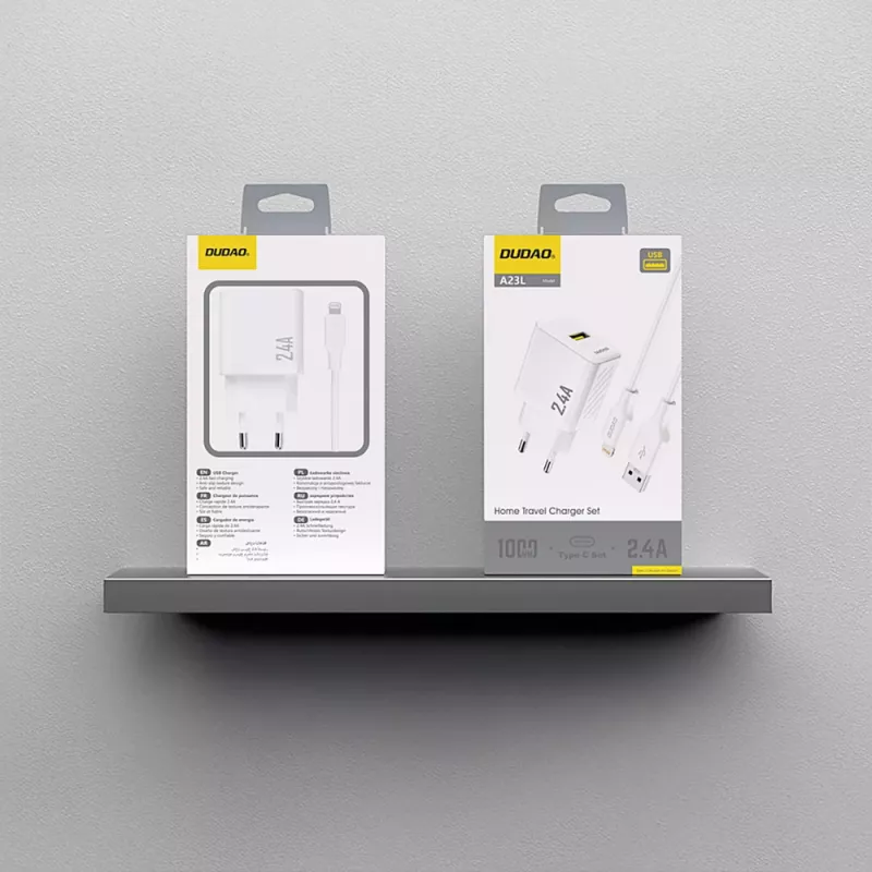 DUDAO A23LEU Adapter 12W 1xUSB-A (1m USB-A to Lightning Cable Included) White
