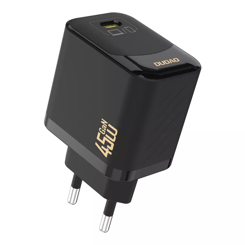 Dudao A28C 45W GaN Wall Charger su USB-C laidu - Juoda