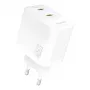 Dudao A28PEU 45W 2xUSB-C sieninis įkroviklis baltas