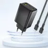Dudao A29 65W GaN sieninis įkroviklis 2x USB-C + 1x USB-A juodas