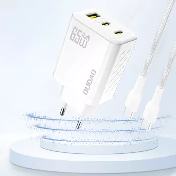 Dudao A29 65W GaN 2x USB-C + 1x USB-A įkroviklis - Baltas
