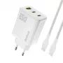 Dudao A29C 65W GaN USB-C įkroviklis su kabeliu – balta
