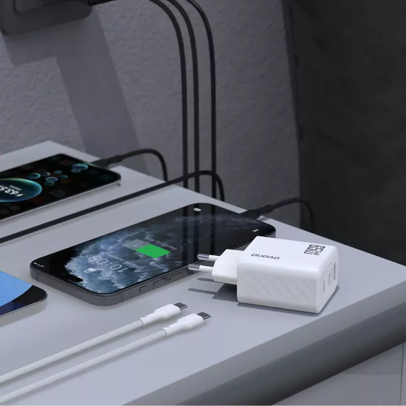 Dudao A29C 65W GaN USB-C įkroviklis su kabeliu – balta