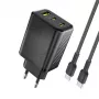 Dudao A29C 65W GaN USB-C įkroviklis su USB-C laidu - Juoda