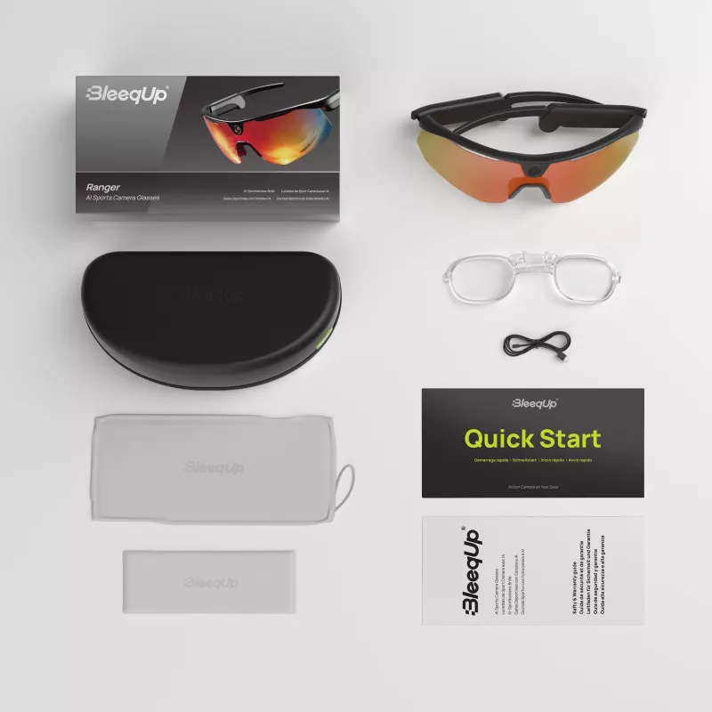 BleeqUp Ranger AI Sports Camera Glasses Pink