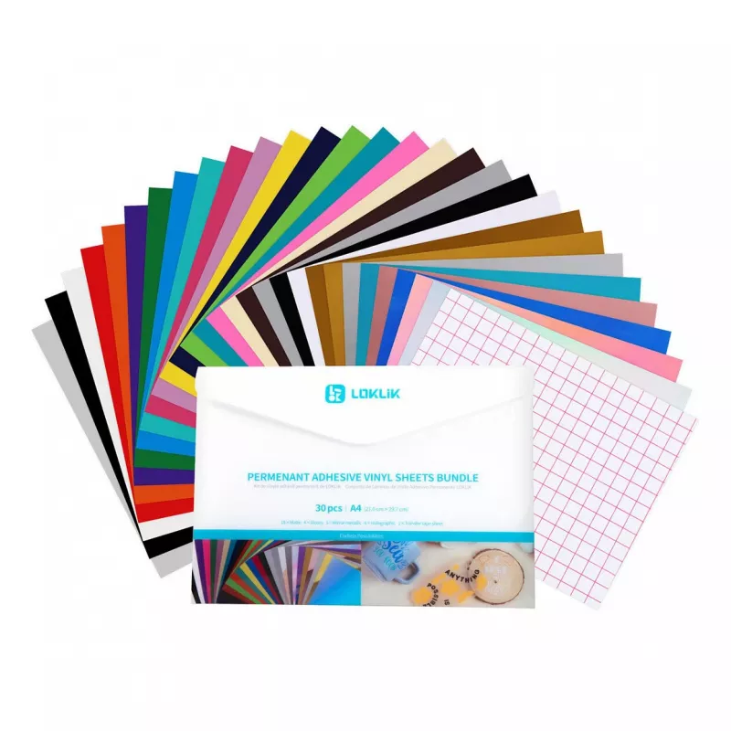 LOKLIK Europe Permanent Adhesive Vinyl Material Set (A4) – 20 spalvų rinkinys