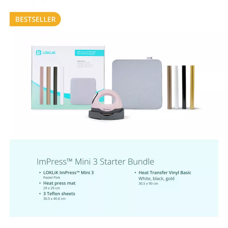 LOKLIK ImPress Mini 3 šiluminis presas – pastelinė rožinė