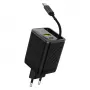 Dudao A67EU GaN 67W įkroviklis su integruotu ištraukiamu USB-C laidu, Power Delivery, Quick Charge – juodas