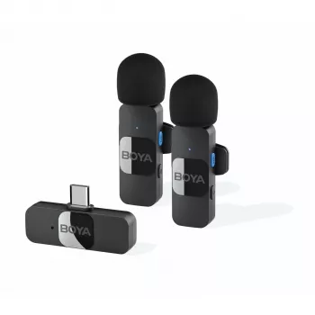 BOYA BY-V20 V2.0 belaidė mikrofonų sistema 2,4 GHz – juoda