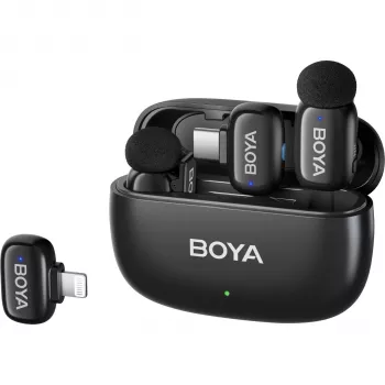 BOYA MINI-12 Black 2TX + 2RX belaidė mikrofonų sistema