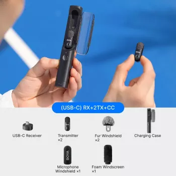BOYA MAGIC-05 belaidis mikrofonas 2,4 GHz USB-C – juodas