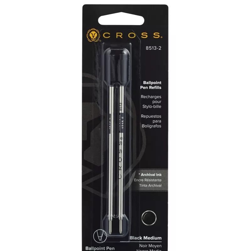 Cross Ballpoint Pen Refill Medium Black 2-Pack