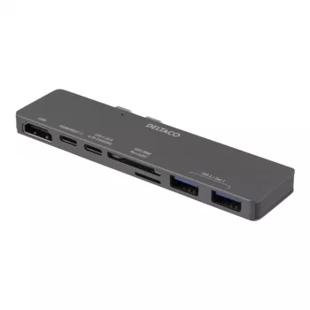 DELTACO USBC-1290 Thunderbolt 3 Dock, sidabrinis