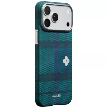PITAKA Flora in Grid Edge Case for iPhone 17 Pro Max – Forest Dawn