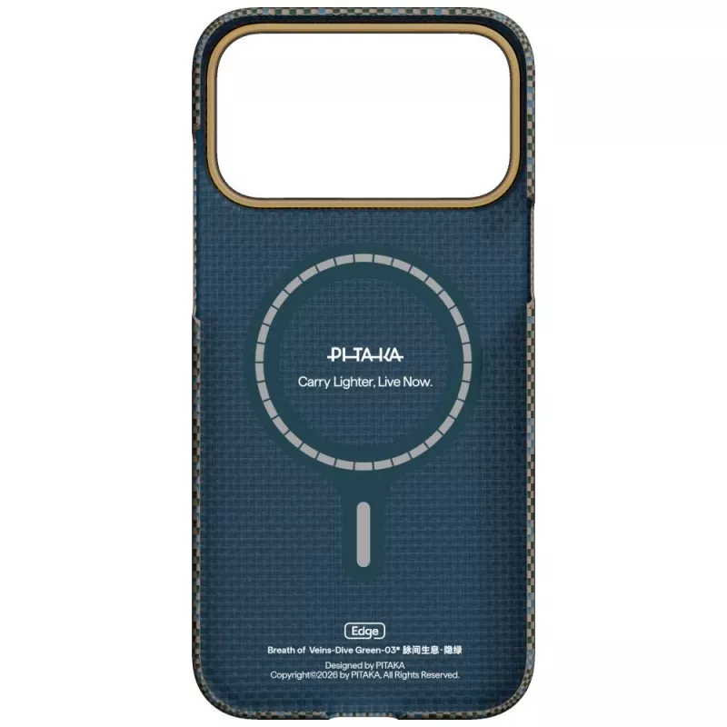 PITAKA Edge Case Breath of Veins, skirta iPhone 17 Pro Max, Dive Green