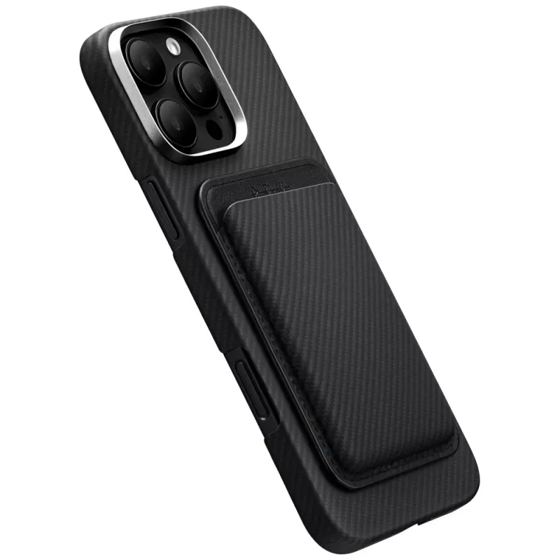 PITAKA Woven Wallet MagSafe Magnetic Wallet for iPhone - Black/Grey