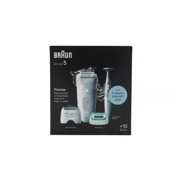Braun Silk-épil 5 5-251 Epiliacinis rinkinys šlapiam ir sausam naudojimui, belaidis, įkraunamas, baltas/rožinis