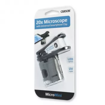 Carson MicroMini MM-380 20x rankinis kišeninis mikroskopas su LED apšvietimu – juodas