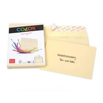 ELCO Color vokas C6 (114 x 162 mm), be langelio, su lipnia juostele, 100 g/m², kreminė (chamois), 25 vnt. (74634.41)