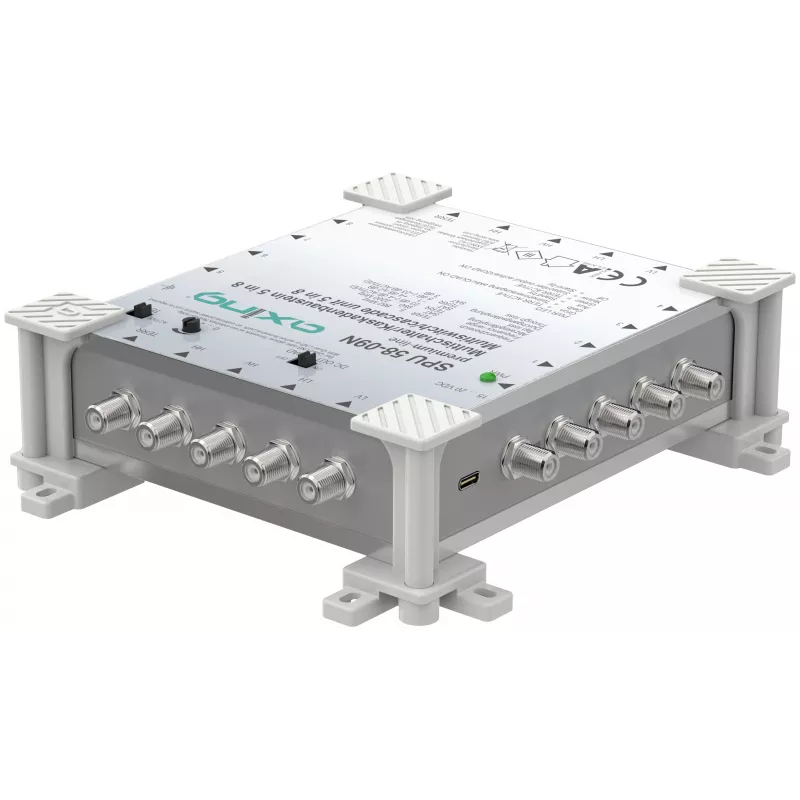 AXING SPU05809N aktyvus multiswitch 5 į 8, 4 SAT + 1 antžeminė, 8 abonentų išėjimai, DiSEqC 2.0, 18V DC