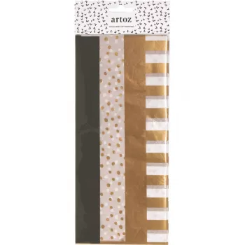 ARTOZ PAPIER Silk Paper Assorted Stripes Copper/Black/White 50 x 70 cm (144500-77)