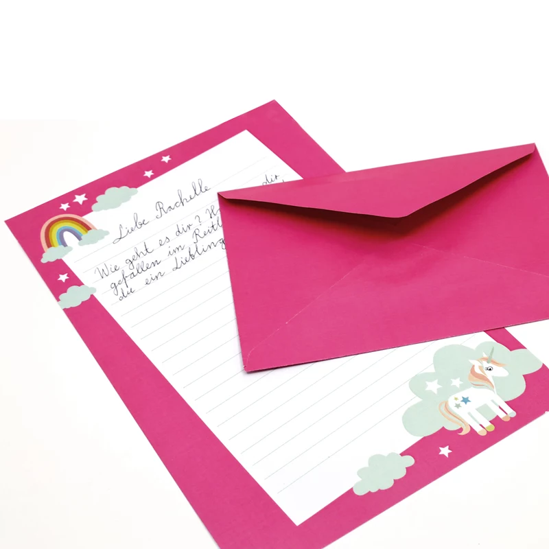 Artoz Papier 334001-03 laiškų popierius su vokais, Unicorn pink (apie DIN A5), 80 g/m², 1 pakelis